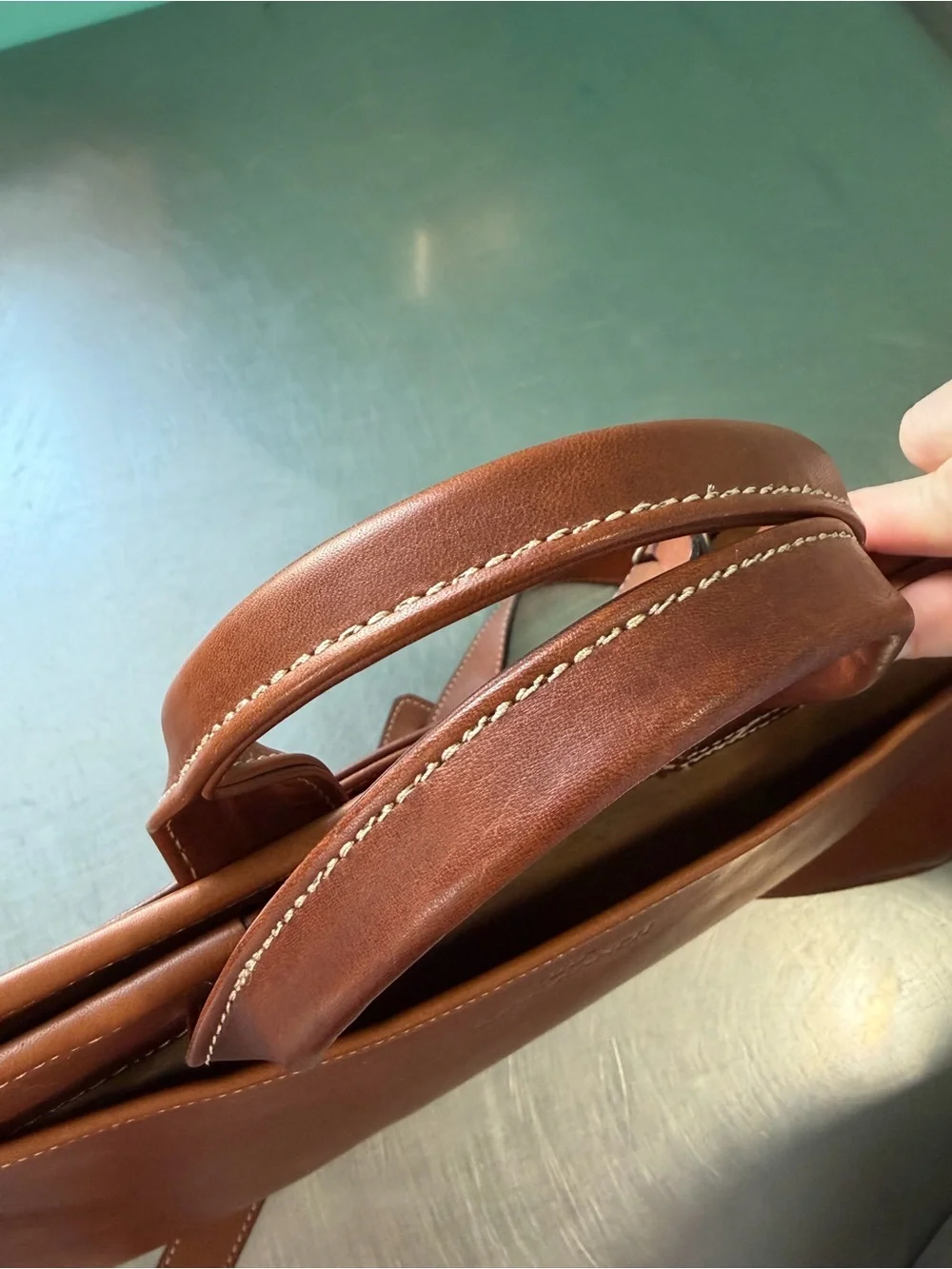 King Ranch Men's Leather Briefcase in Tan